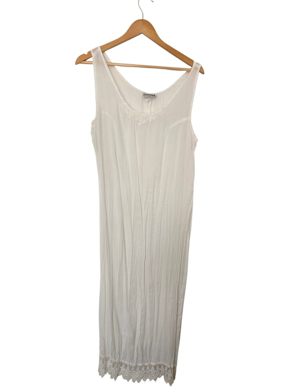 Vintage Classique by Shawn Ivory Lace Hem Slip Dress Made in USA Size S